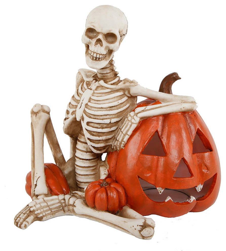 Skeleton & Pumpkin W/ Color Changing Led Lights, Ployresin Ft-2633E