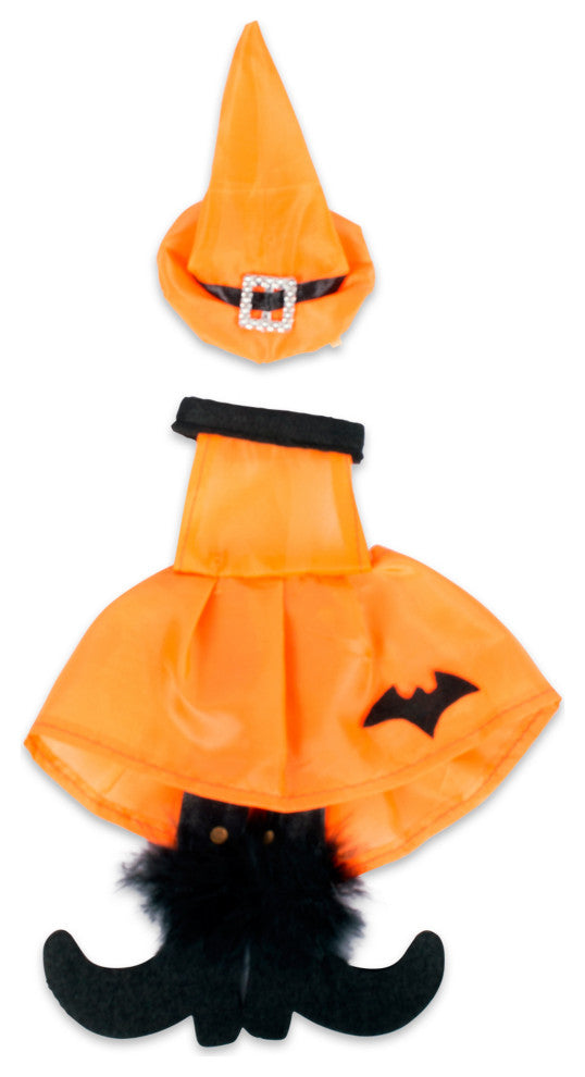 Orange Bat Halloween Wine Bottle Covers, Set of 2