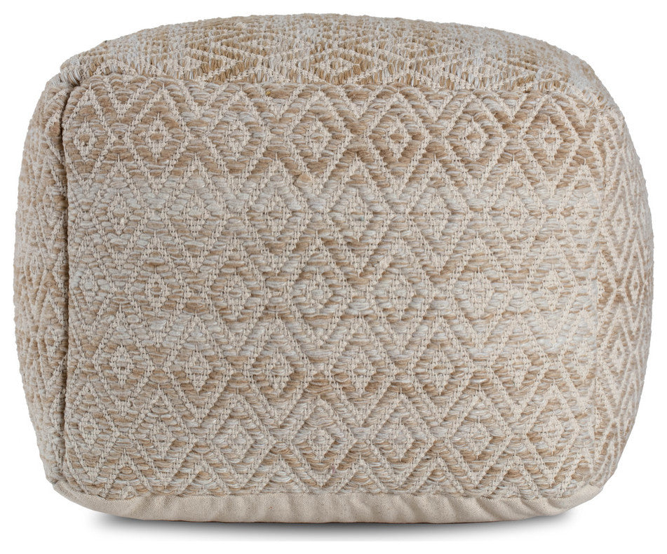 Cherokee Tawny 22"x22"x17" Brown/Beige Pouf