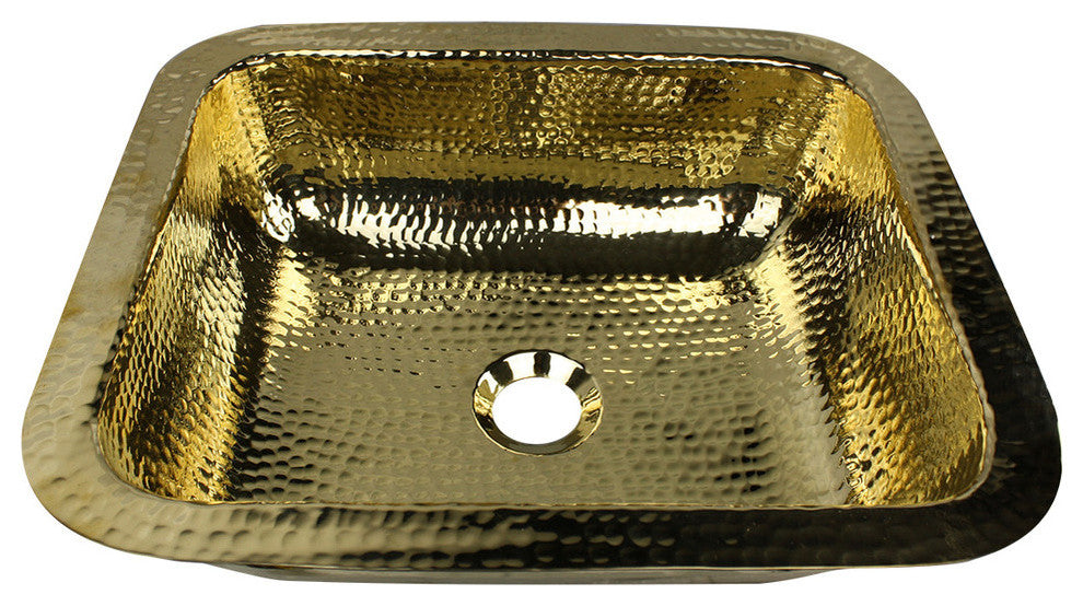 Nantucket Sinks 17.5"x14.5" Rectangle Undermount Bar Sink, Polished Brass