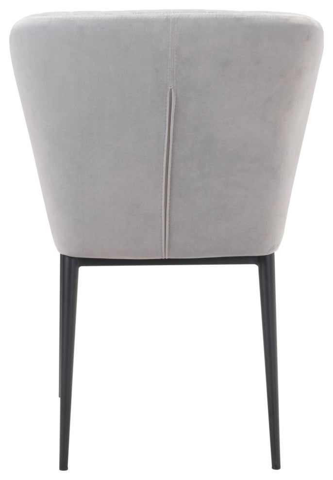 Dining Chair, Set of 2, Steel Metal, Fabric, Gray, Black, Cafe Bistro