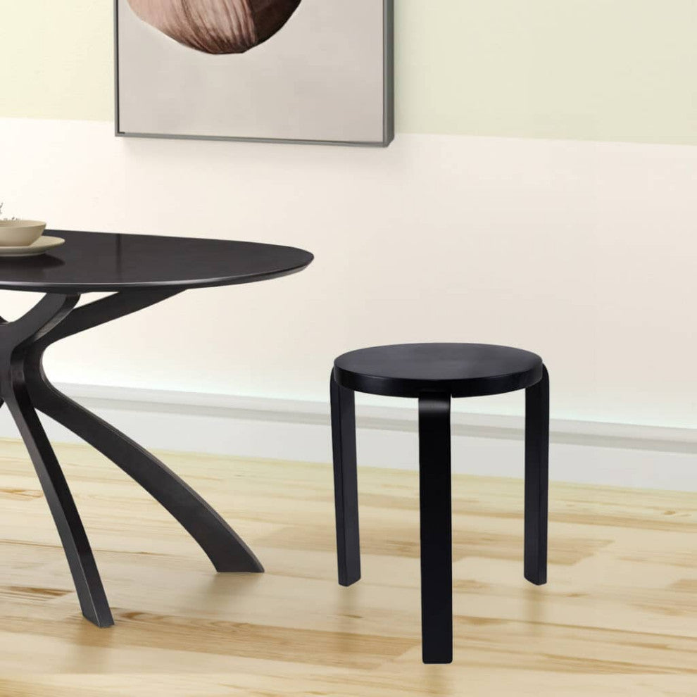 Mateo Round Backless Stacking Stools, Set of 2, Black