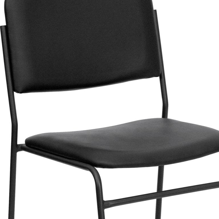 5 Pack Stackable Chair, Multipurpose Design With Black Upholstered Seat, Vinyl
