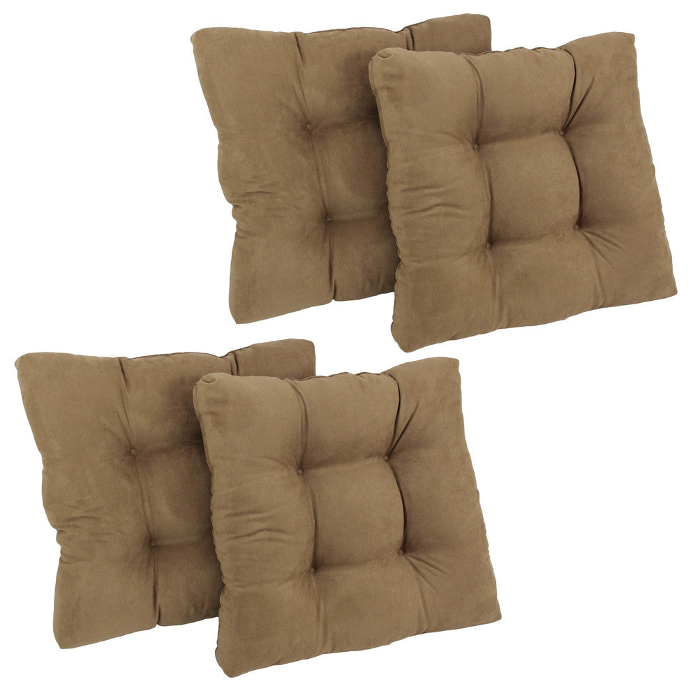 19" Squared Microsuede Tufted Dining Chair Cushion, Set of 4, Java