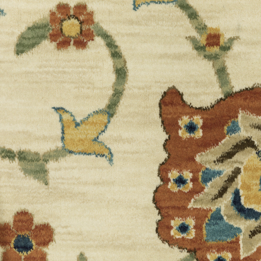 Fabienne Floral Indoor Area Rug, Ivory, 2'3"x7'6"