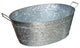 Embossed Design Oval Shape Galvanized Steel Tub with Side Handles, Small, Silver