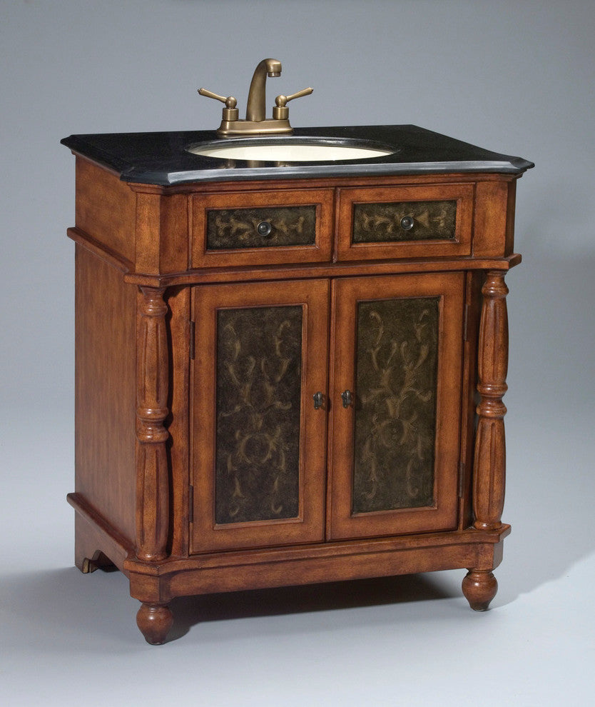 Brown Vanity Sink With Black Granite