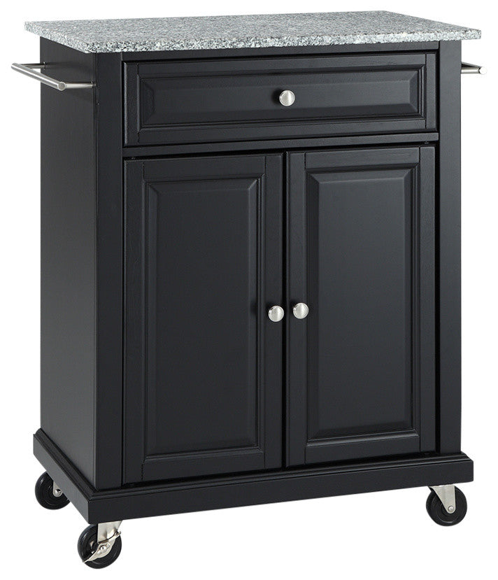 Crosley Furniture Solid Granite/Wood Portable Kitchen Cart in Black/Gray