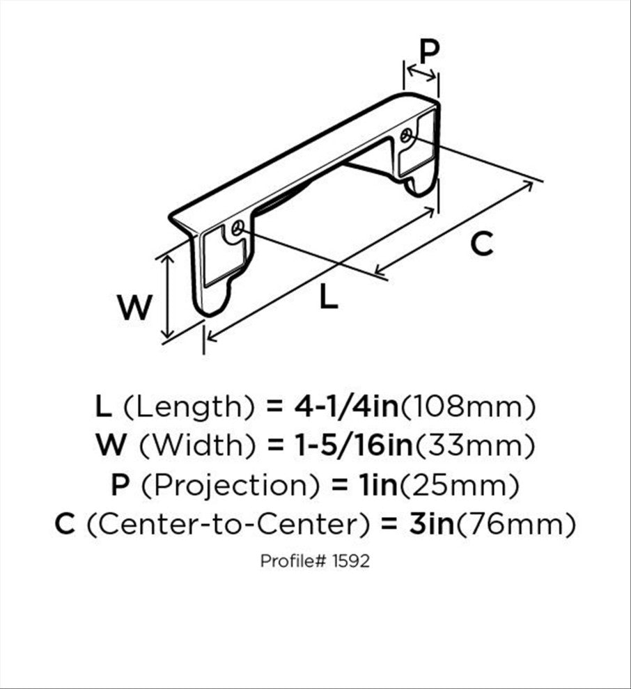 Amerock Inspirations 3" 76 mm Center-to-Center Cabinet Cup Pull, Matte Black