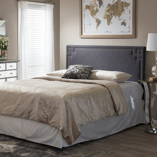 Geneva Modern Dark Gray Fabric Upholstered Queen Size Headboard