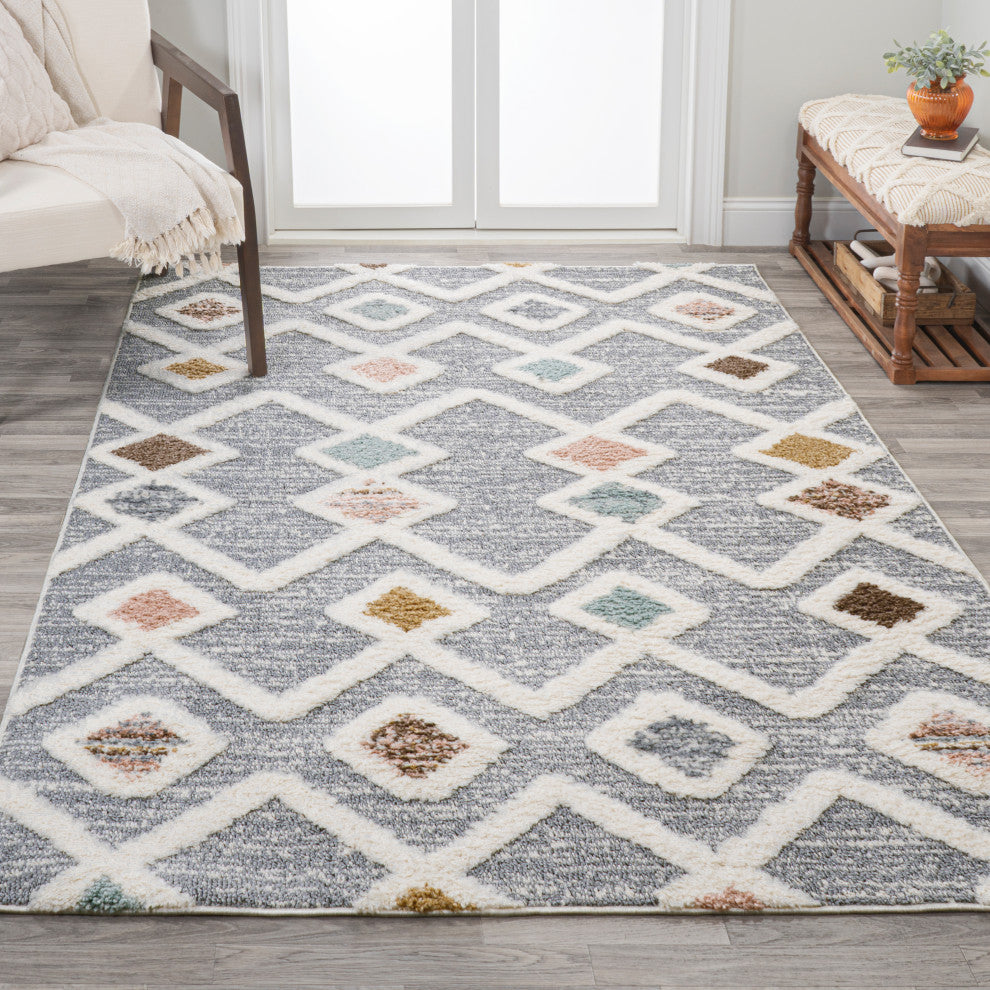 Monique Trellis High-Low Multi/Gray 3'x5' Area Rug