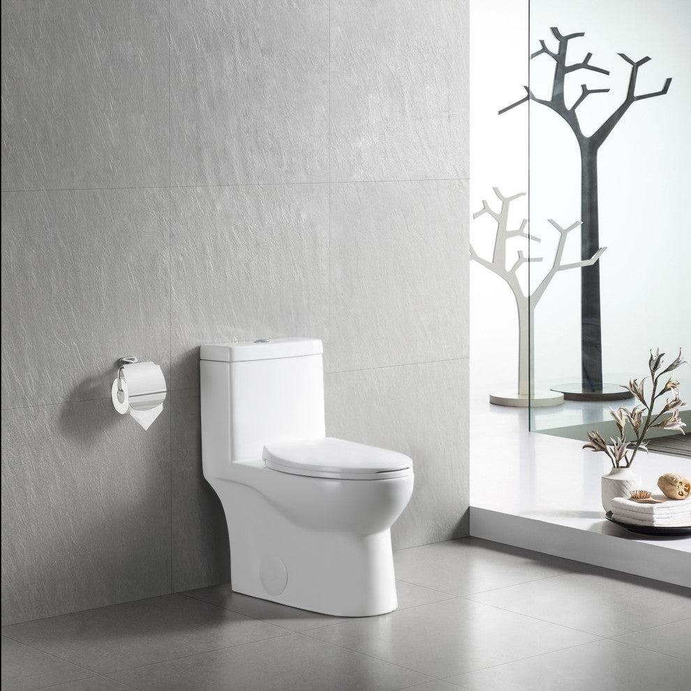 Ceramic Standard Comfortable Seat Height Elongated Dual Flush One Piece Toilet
