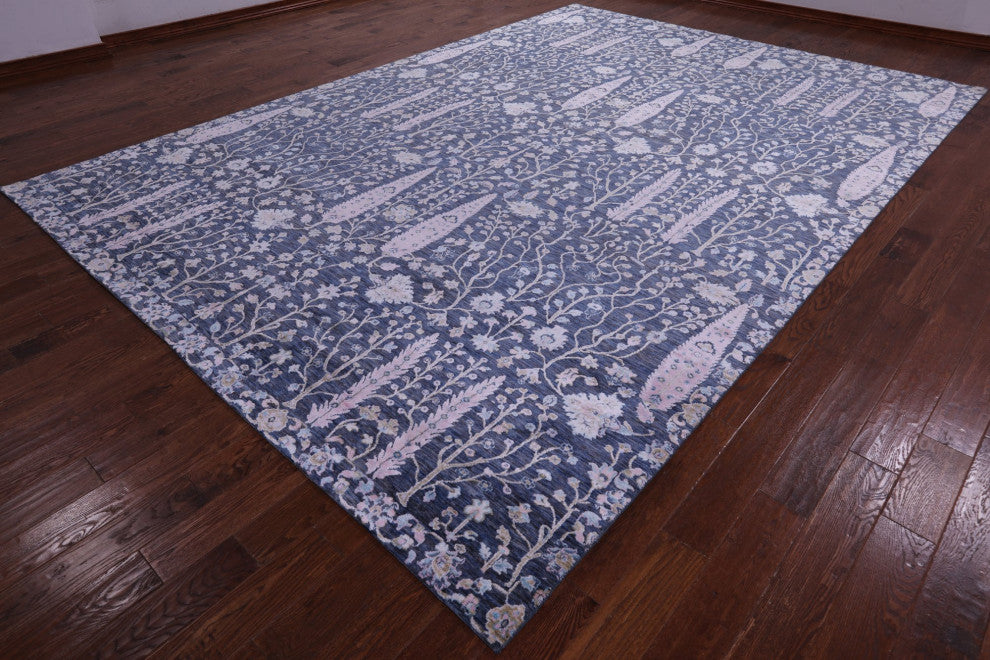 9' 10" X 14' 1" Wool and Silk Persian Ziegler Handmade Rug Q11807