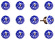 Knob-It Vintage Handpainted Ceramic Knobs, Set of 12, Blue and White