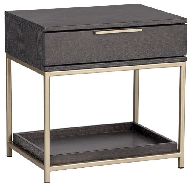 Rebel Nightstand, Gold/Charcoal Gray