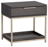 Rebel Nightstand, Gold/Charcoal Gray