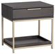 Rebel Nightstand, Gold/Charcoal Gray