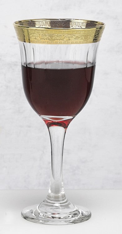 Red Wine Set of 6 Melania Collection Gold