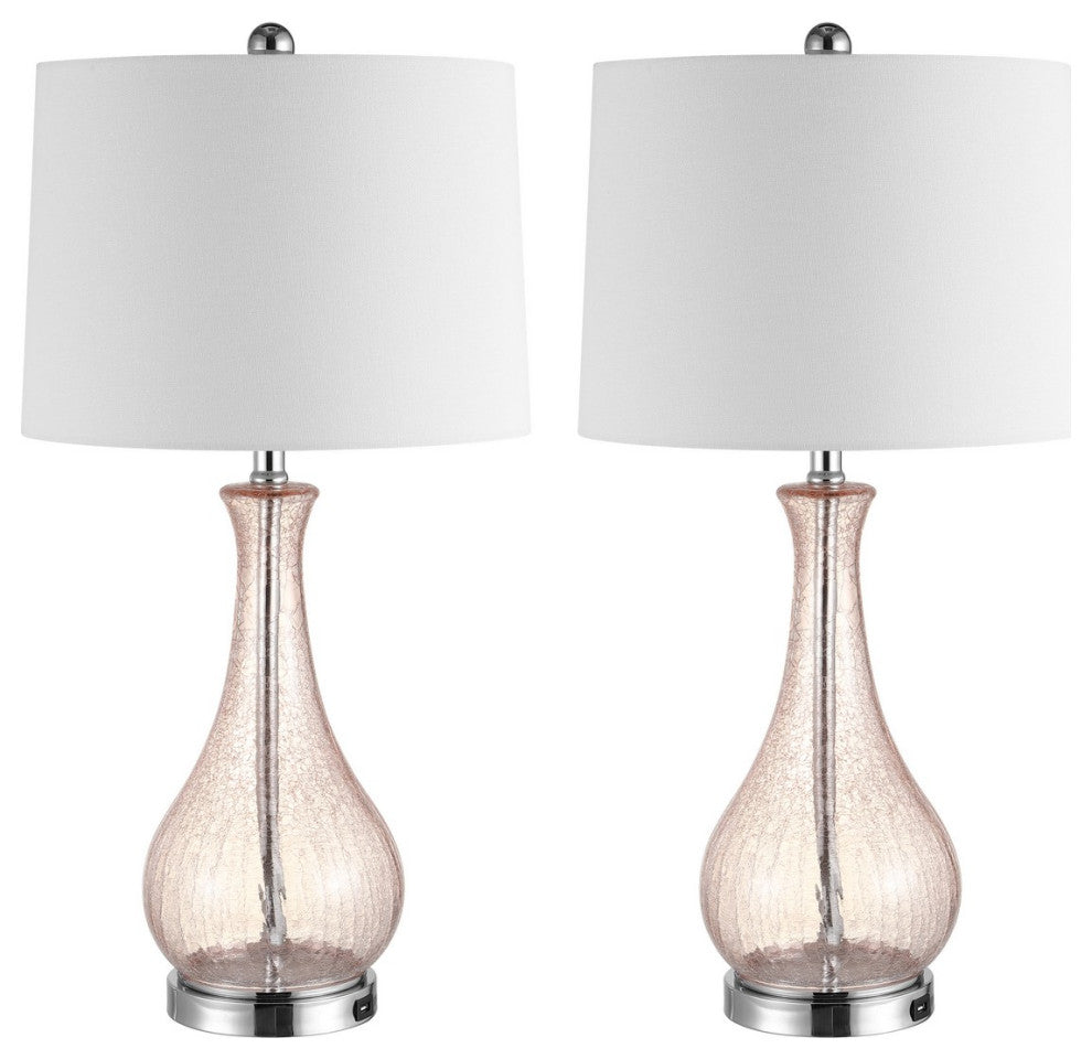 Safavieh Finnley Table Lamp With USB Port Blush