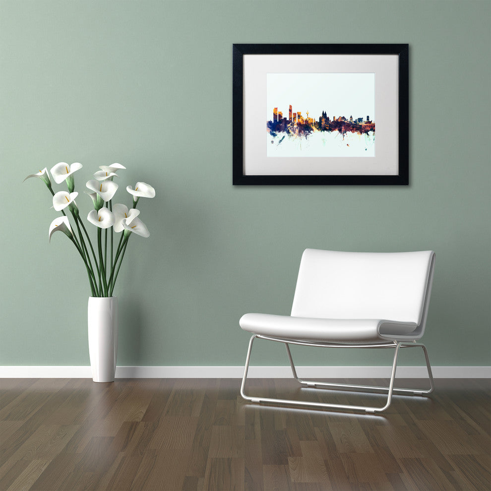 Michael Tompsett ''Liverpool England Skyline Blue'' Matted Framed Art, 11x14
