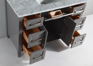 Vanity Set With Carrara Marble Top, 60", Gray, Standard Mirror