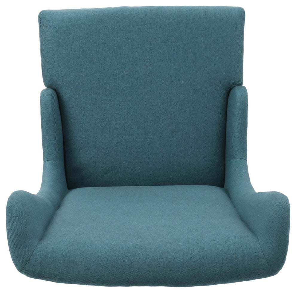 GDF Studio Sheldon Traditional Design High Back Fabric Dining Chair, Teal