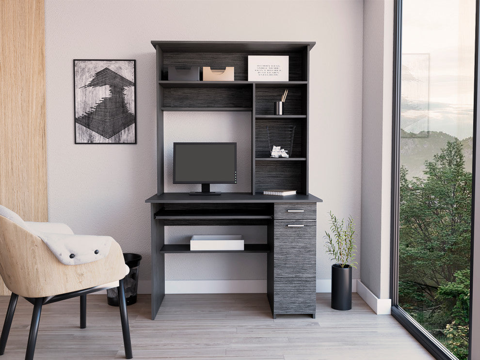 Xalo 180 Compu Hutch Desk, Smoky Oak