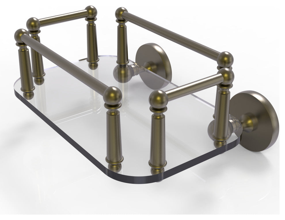 Prestige Skyline Wall Mounted Glass Guest Towel Tray, Antique Brass