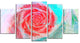 Mysterious Abstract Rose, Floral Canvas Art Print, 60"x32", 5 Panels