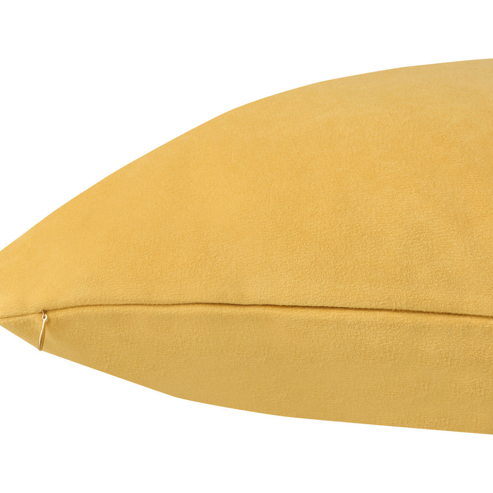 Delara Set of 1 Velvet 20x20", Cushion Cover, Royal Yellow, Pillow Cover Only
