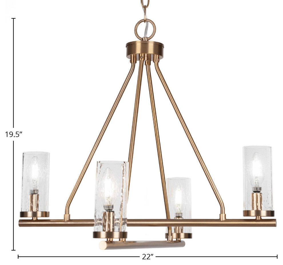 Trinity 4 Light Chandelier Shown, New Age Brass Finish, 2.5" Clear Bubble