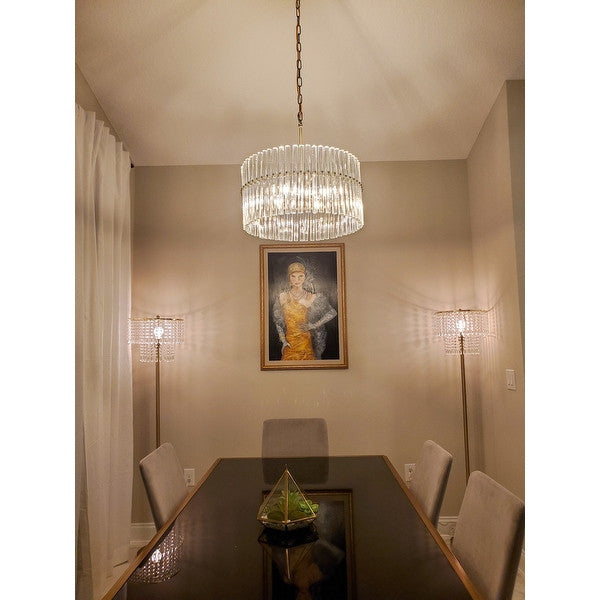 JL Styles Inc Four Light Crystal Chandelier in Brass Finish