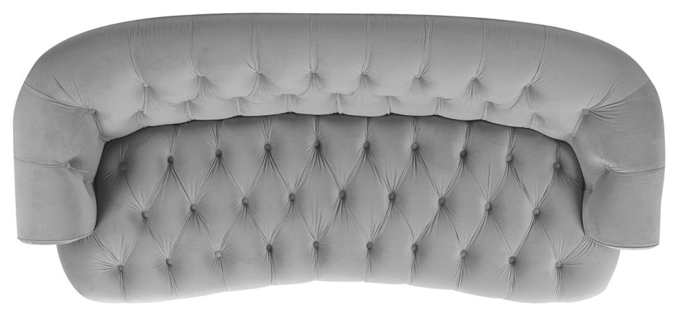 La Rosa Victorian Chesterfield Tufted Sofa, Opal Gray Velvet