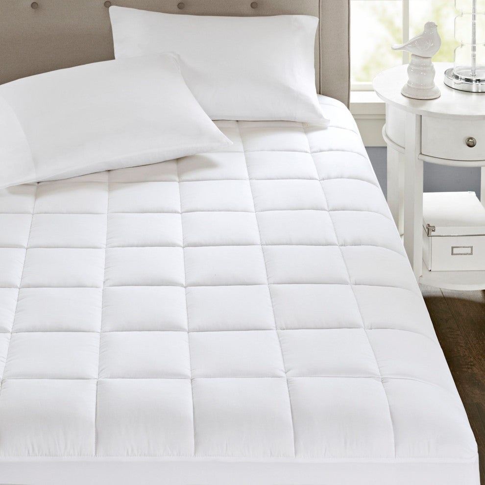 Sleep Philosophy Microfiber Mattress Pad With 3M Moisture, White, King
