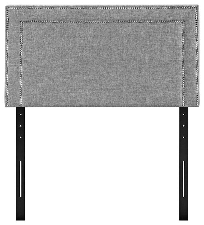 Jessamine Twin Upholstered Fabric Headboard, Light Gray