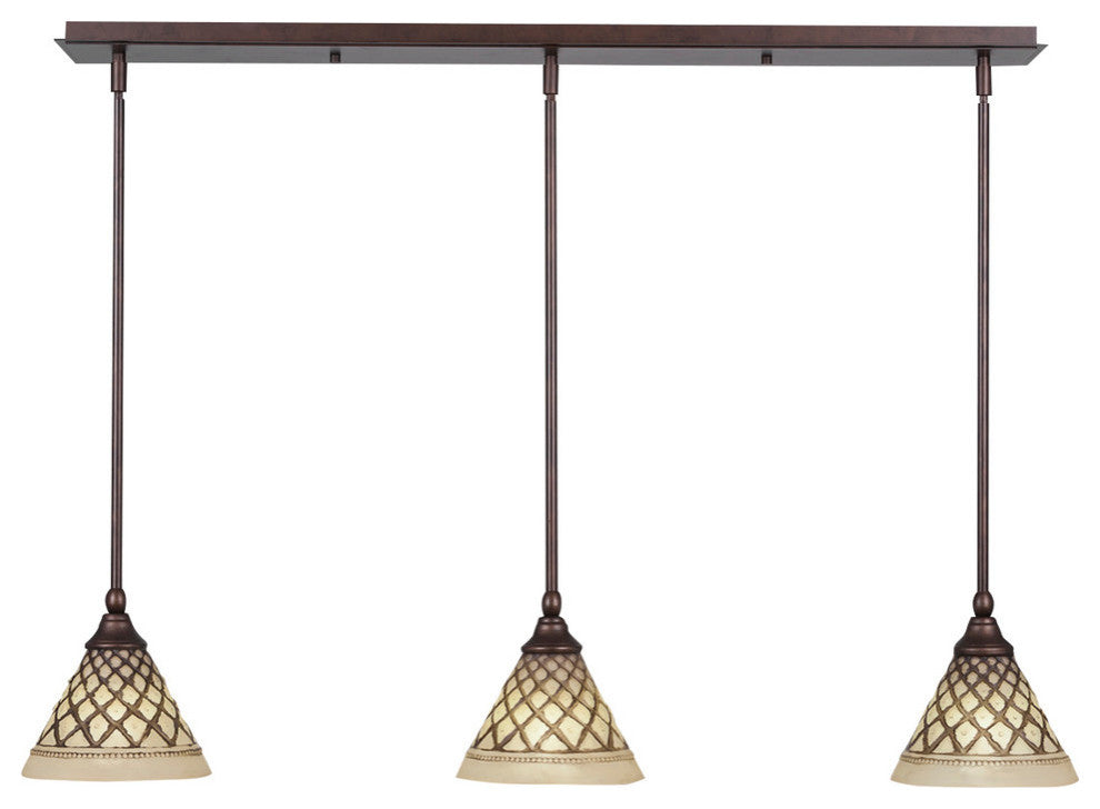 Stem 3-Light Pendalier with Hang Straight Swivel, Bronze/Chocolate Icing