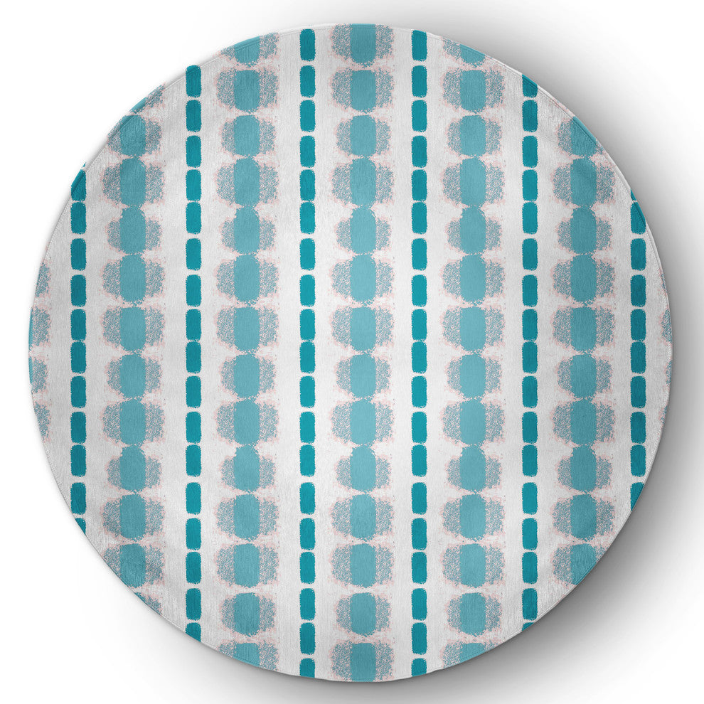Watercolor Stripe Spring Chenille Rug, Explorer Blue, 5' Round