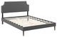 Modway Laura King Fabric Platform Bed With Round Tapered Legs, Gray