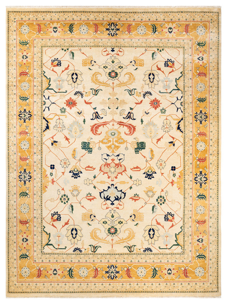Eclectic, One-of-a-Kind Hand-Knotted Area Rug Ivory, 9' 1" x 12' 4"
