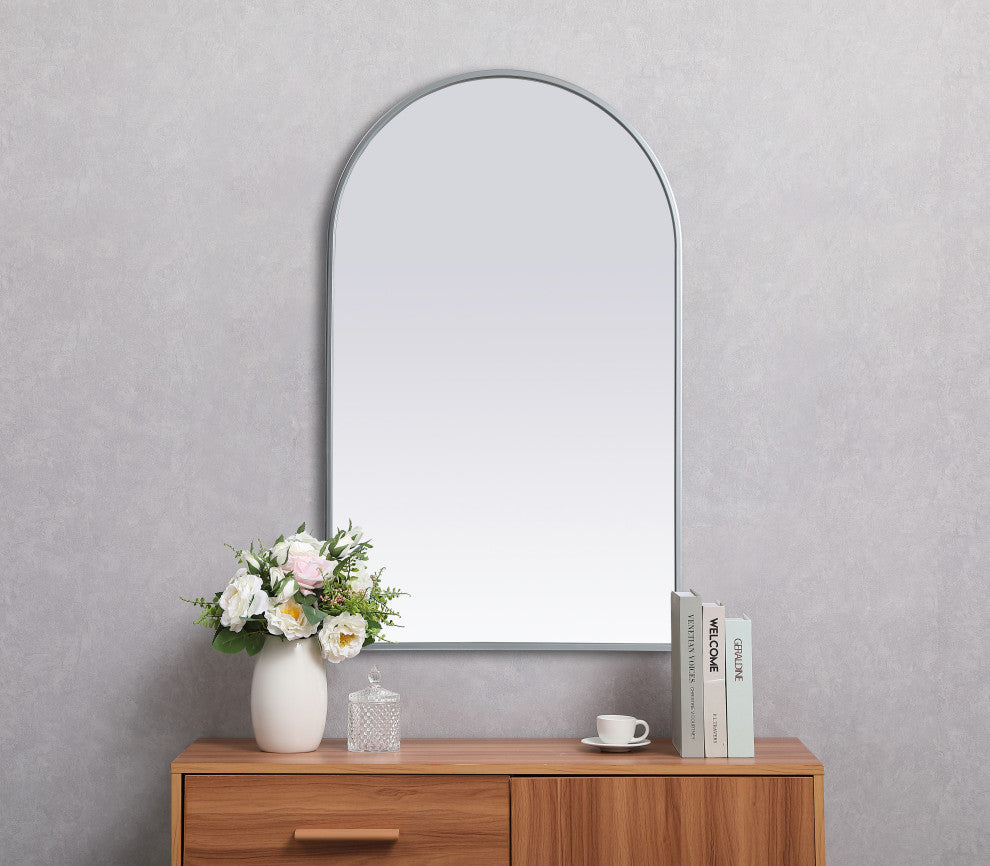 Metal Frame Arch Mirror 22X36 Inch, Silver