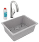 Quartz Classic 25" Undermount Sink Kit With Filtered Faucet, Greystone