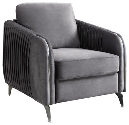 Hathaway Velvet Modern Chic Accent Armchair, Gray
