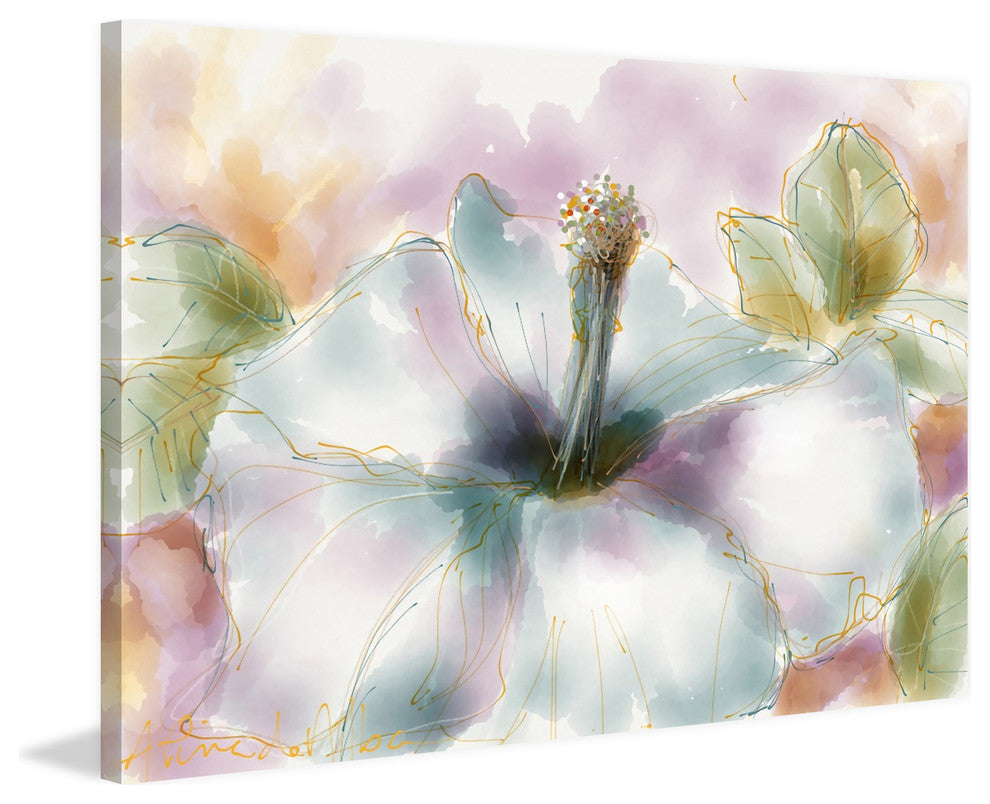 Marmont Hill, "Pastel Hibiscus" by Arthur Pina Painting on Wrapped Canvas, 60x40