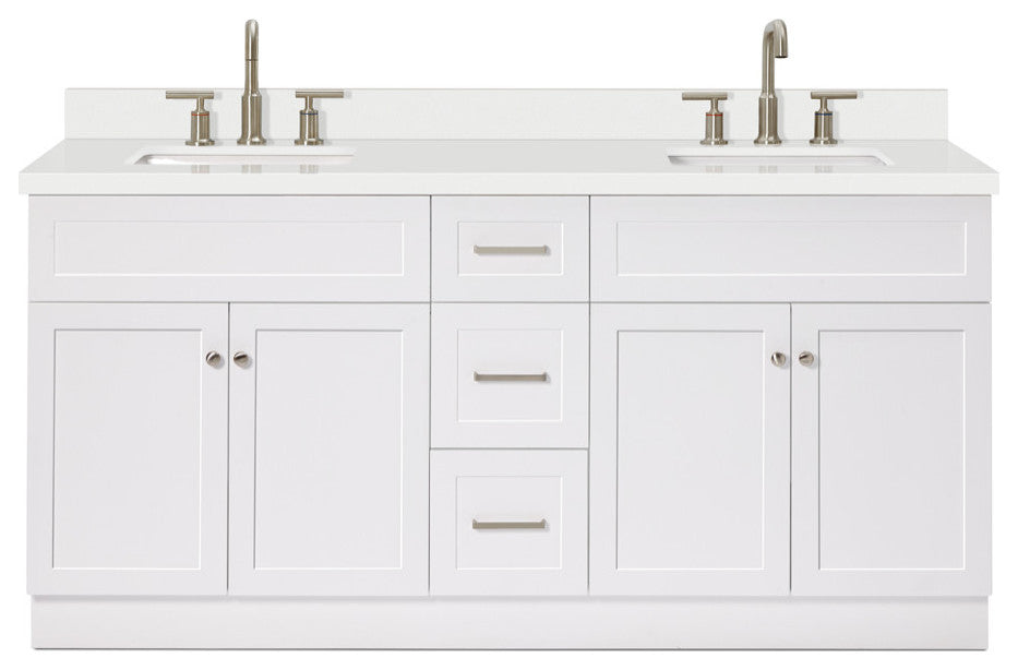 Ariel Hamlet 73" Rectangle Sinks Bath Vanity, 1.5" White Quartz