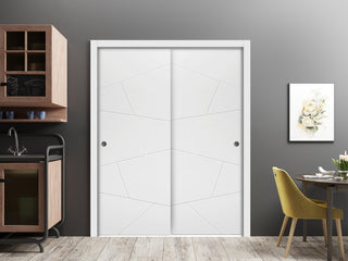 Sliding Closet Bypass Doors 60 x 96 | Planum 0990 Painted White