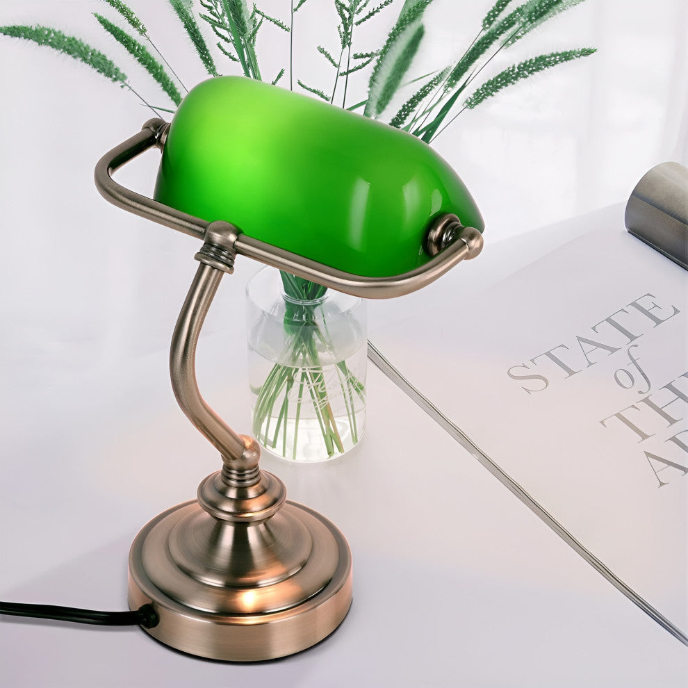 Classical vintage banker reading lamp for bedroom, study room, Blue