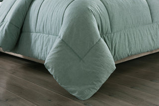 Washed Cotton Comforter Mini Set, Green, Twin