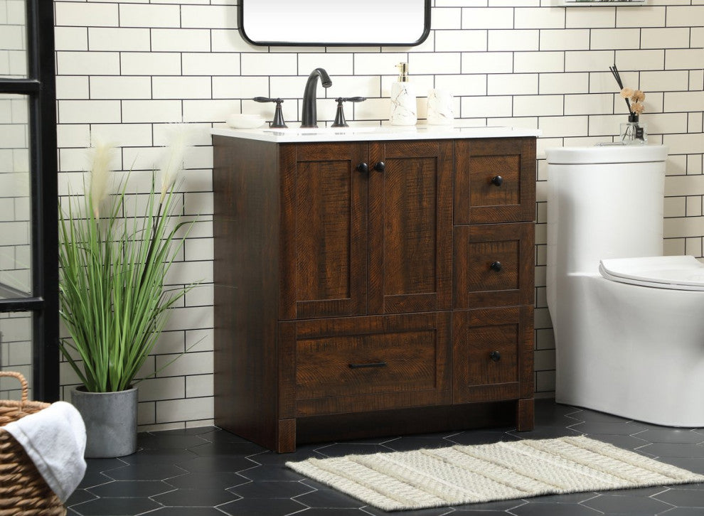Home Living 19" Farmhouse Expresso-Light Bathroom Vanity