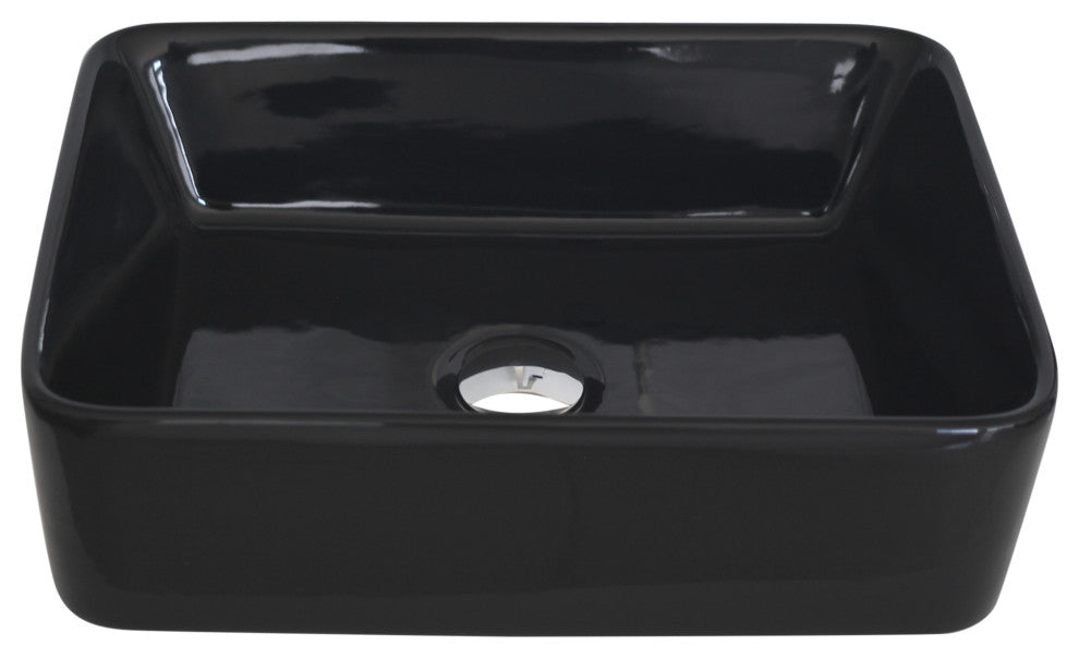 STYLISH 18" White Rectangular Ceramic Vessel Bathroom Sink Black