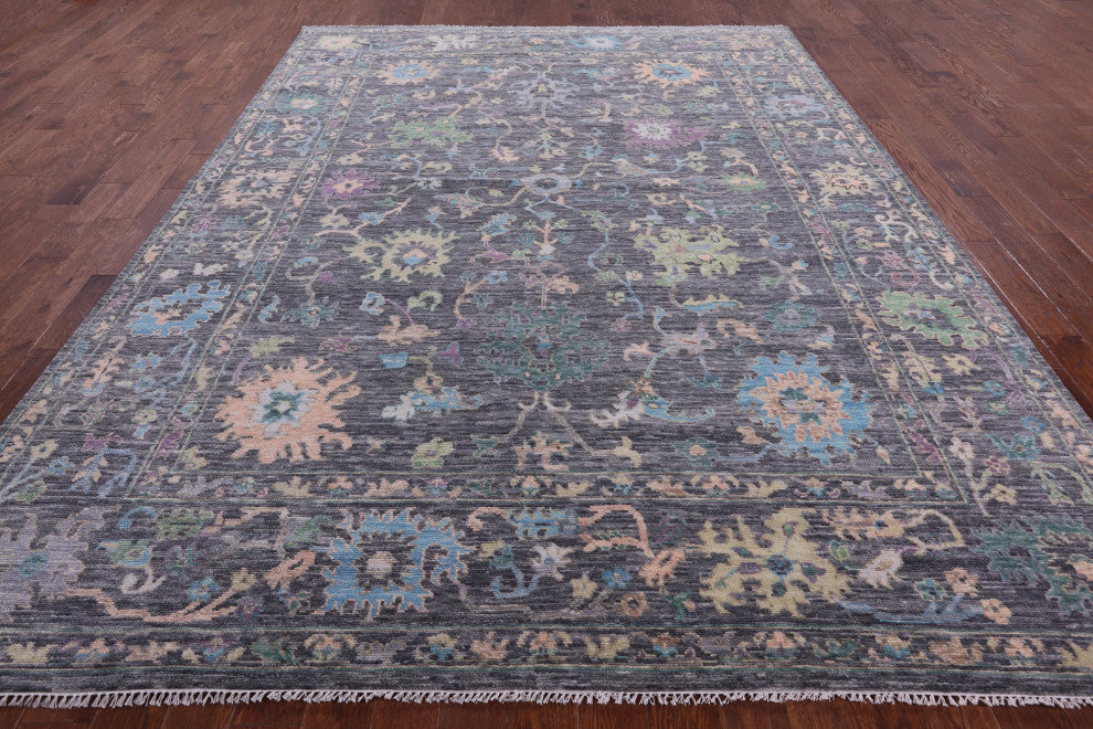 9' 3" X 12' 2" Hand-Knotted Turkish Oushak Wool Rug - Q13387